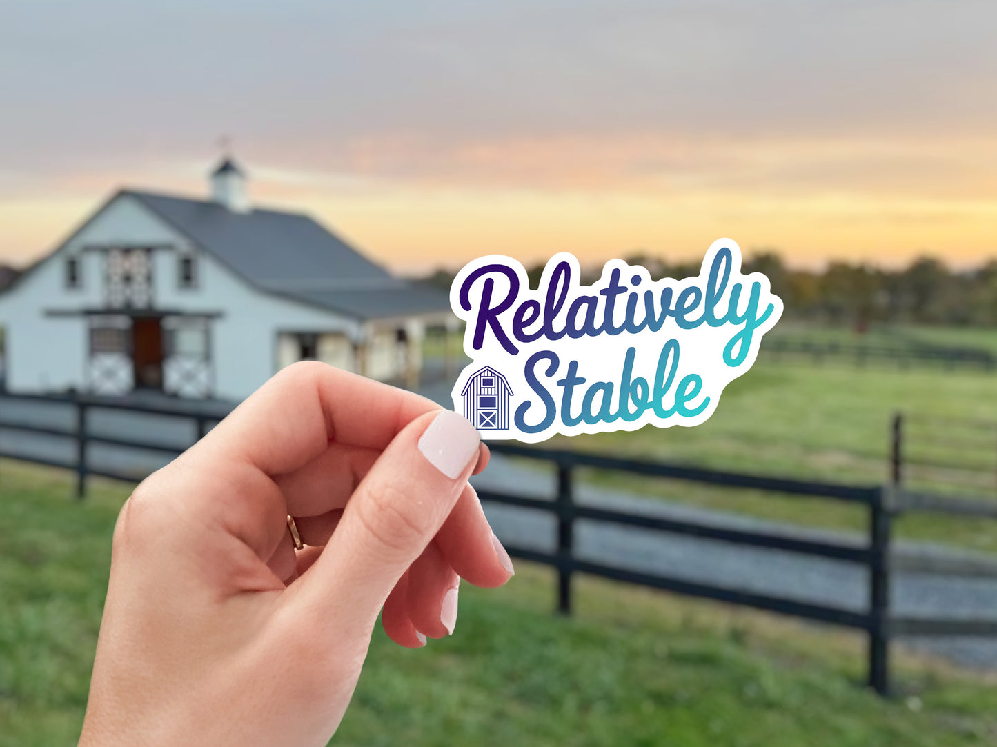 Equestrian Horse Sticker - Relatively Stable Blue